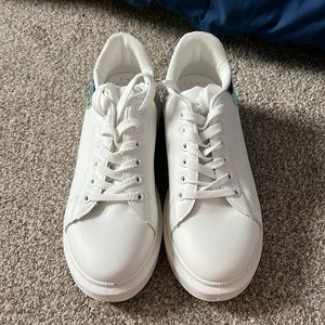 Shein White/Leopard Iridescent Platform Sneaker NWOT